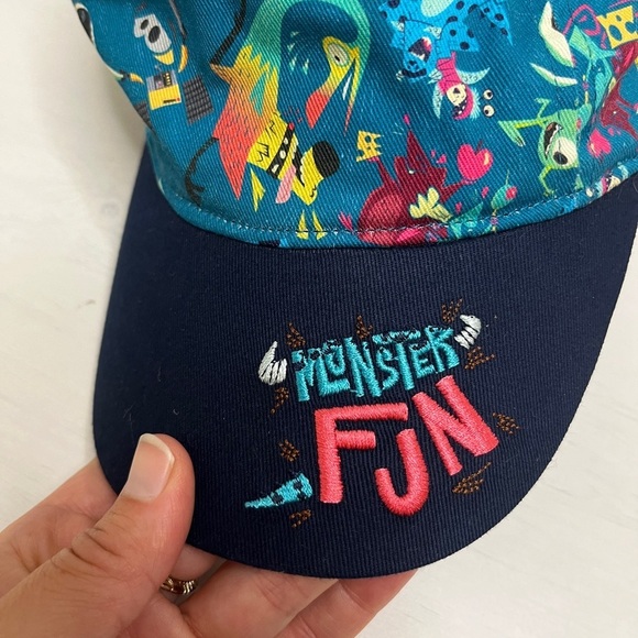 Disney Parks Monster Inc. 5 Panel Hat Cap Adult Unisex “Monster Fun” Teal, Blue - Picture 3 of 10